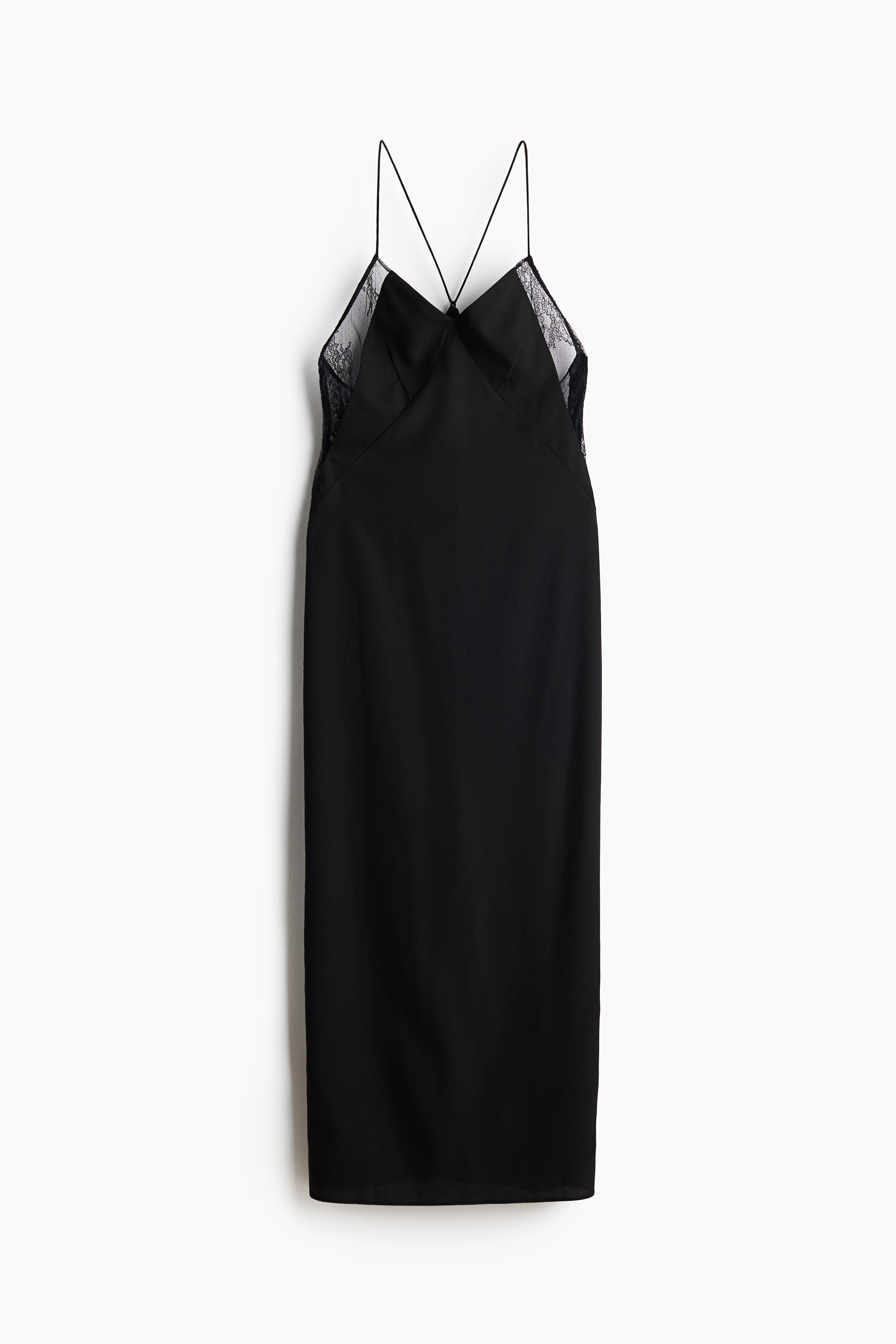 Slip Dress with Lace Inset - Black