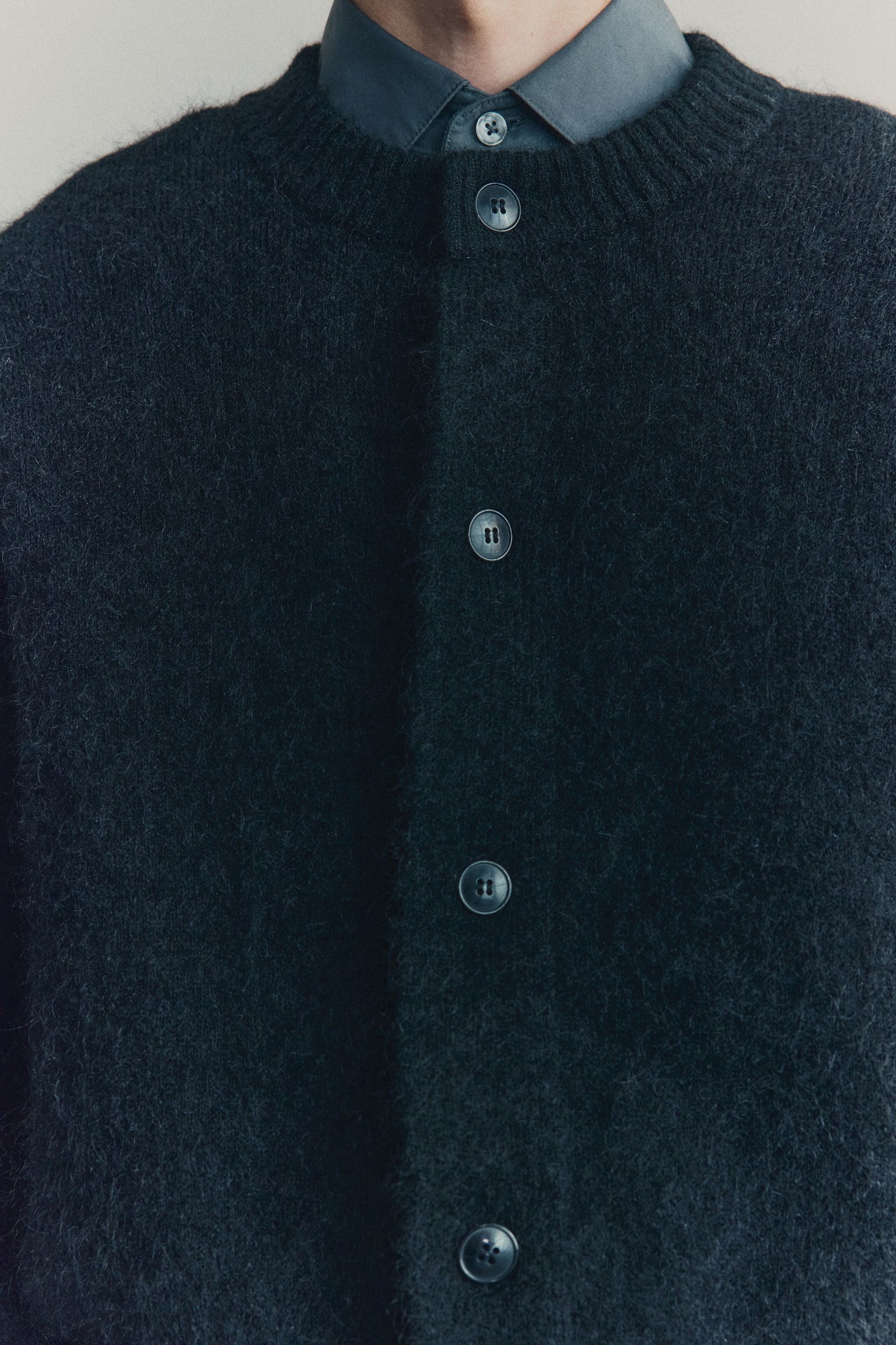 Kardigan z domieszką moheru Relaxed Fit - Czarny - 7