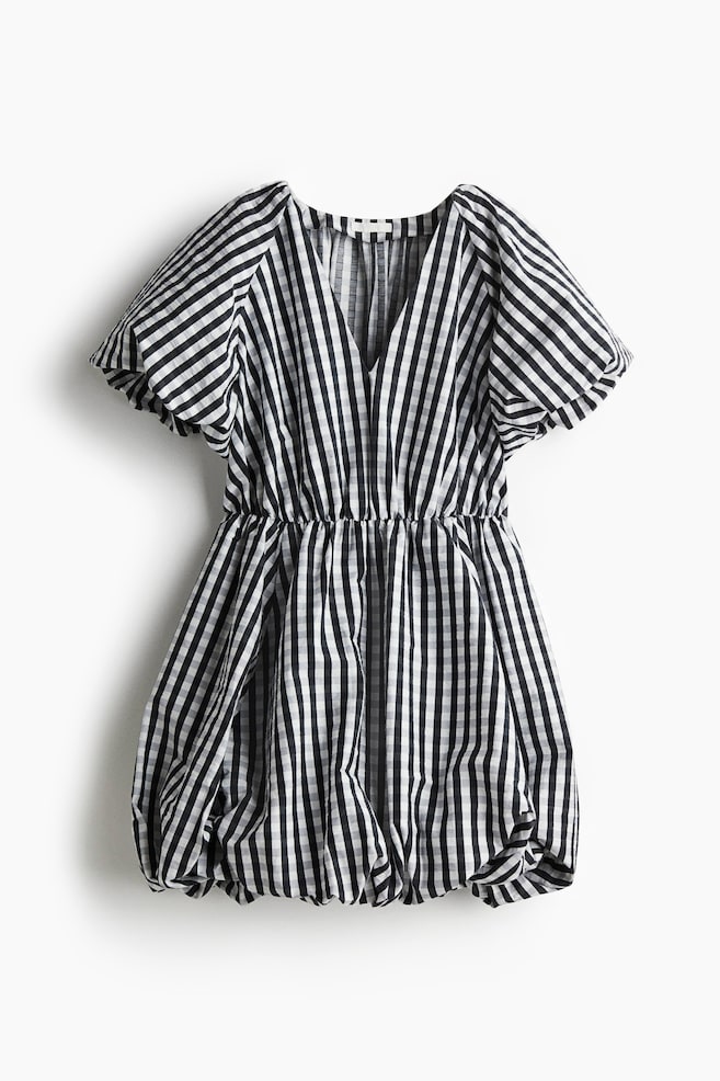 Robe avec jupe à effet boule - Noir/vichy/Crème - 1