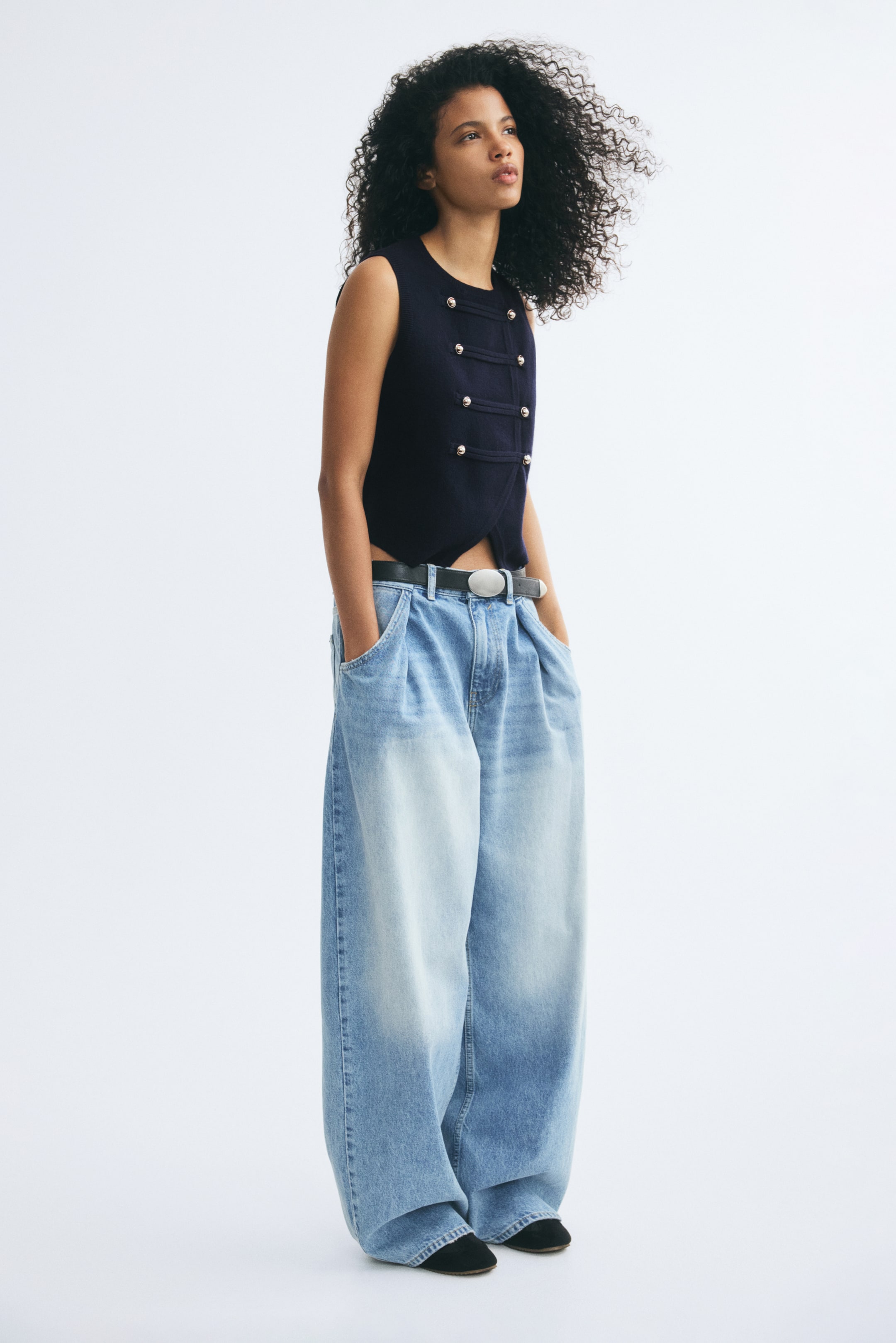 Double-Breasted Fine-Knit Vest