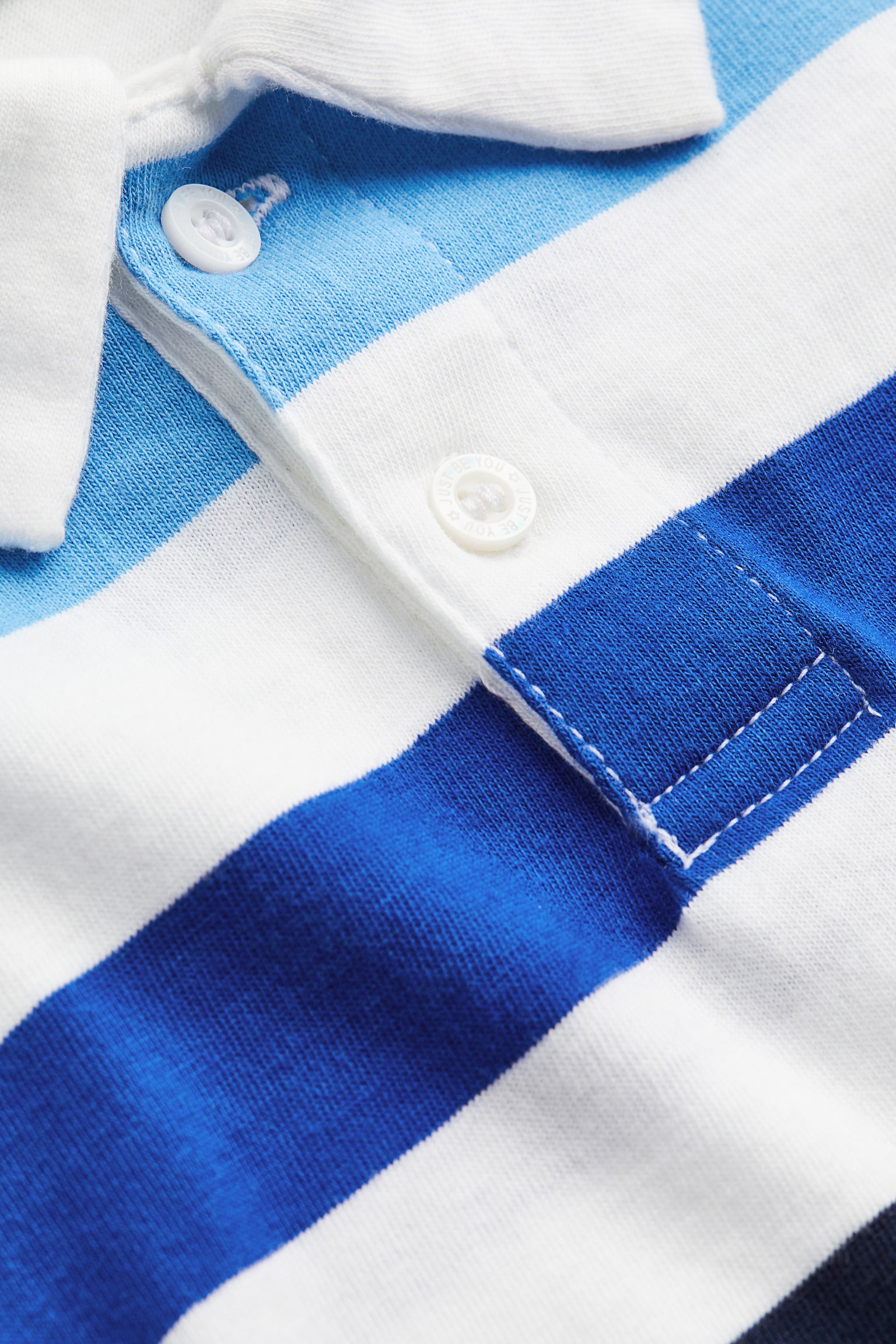 Cotton Polo Shirt - White/Blue stripe - 2