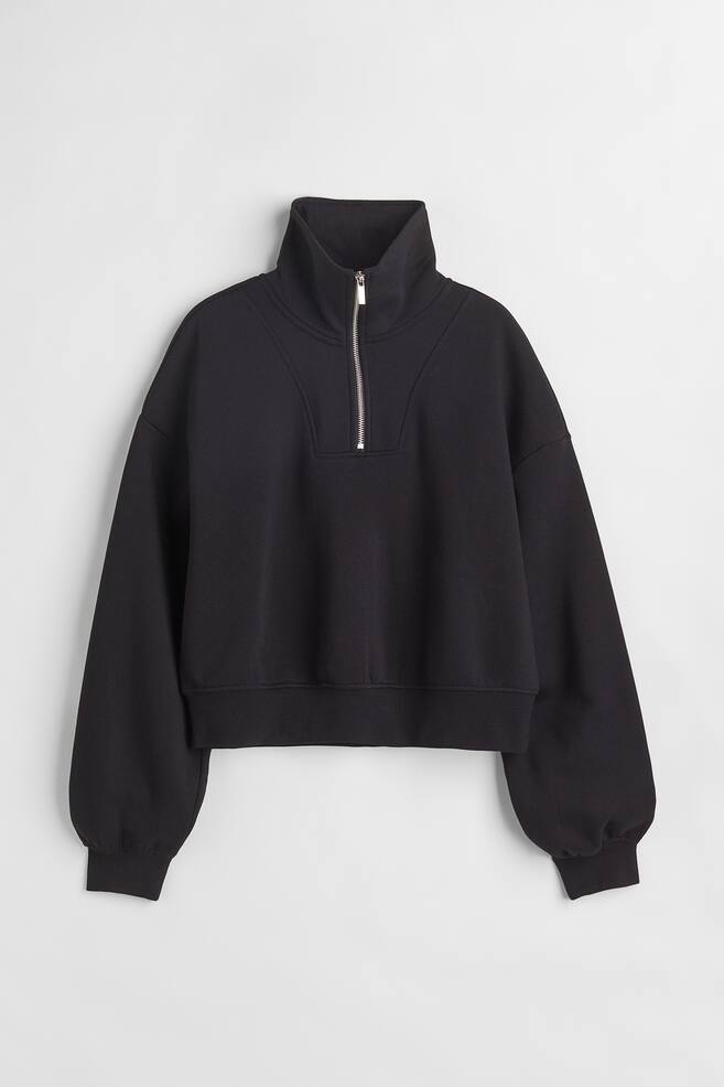 Sweatshirt med glidelås - Sort/Mørk brun/Grønn - 1