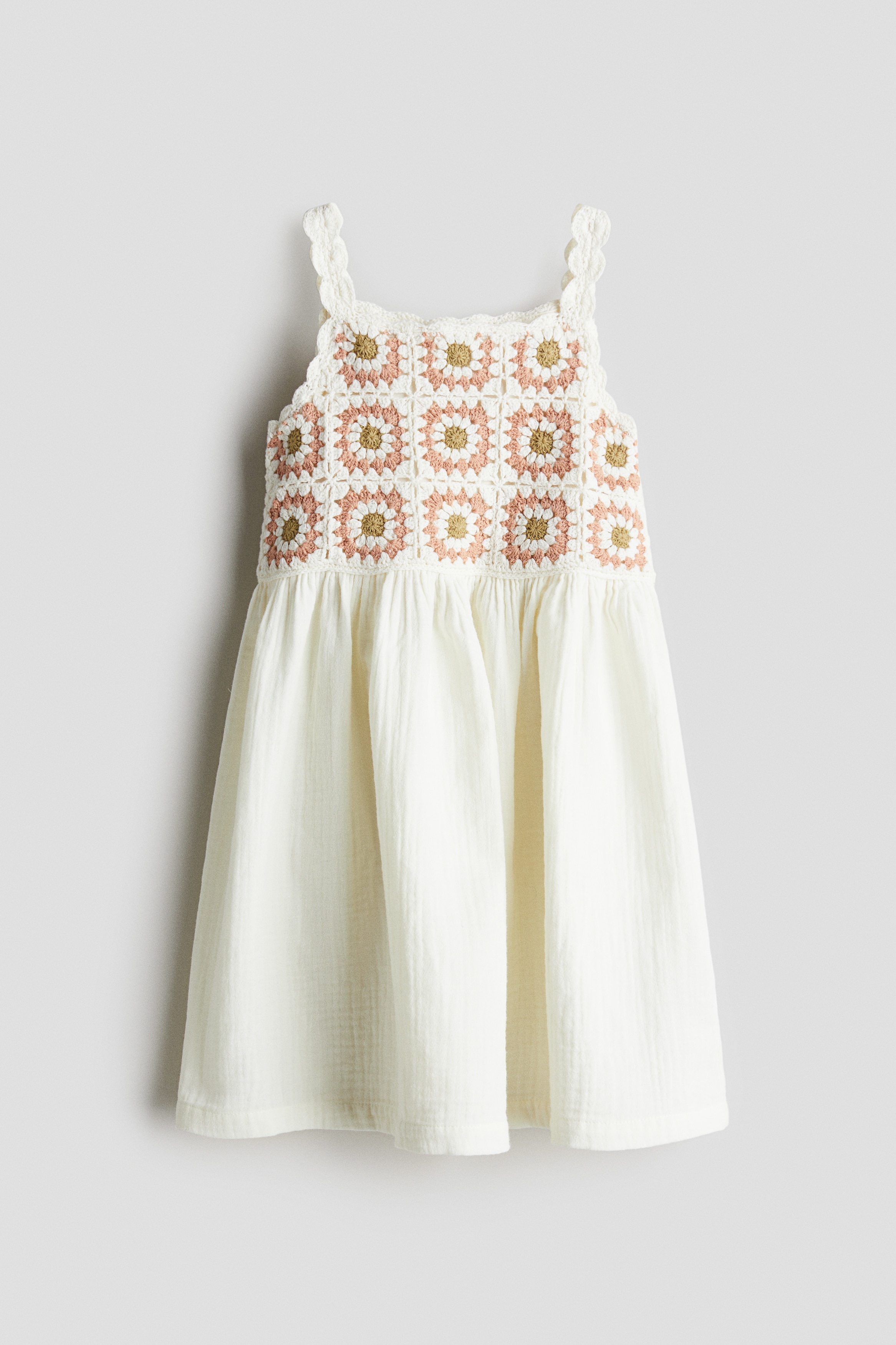 Robe en coton façon crochet - Blanc/motif