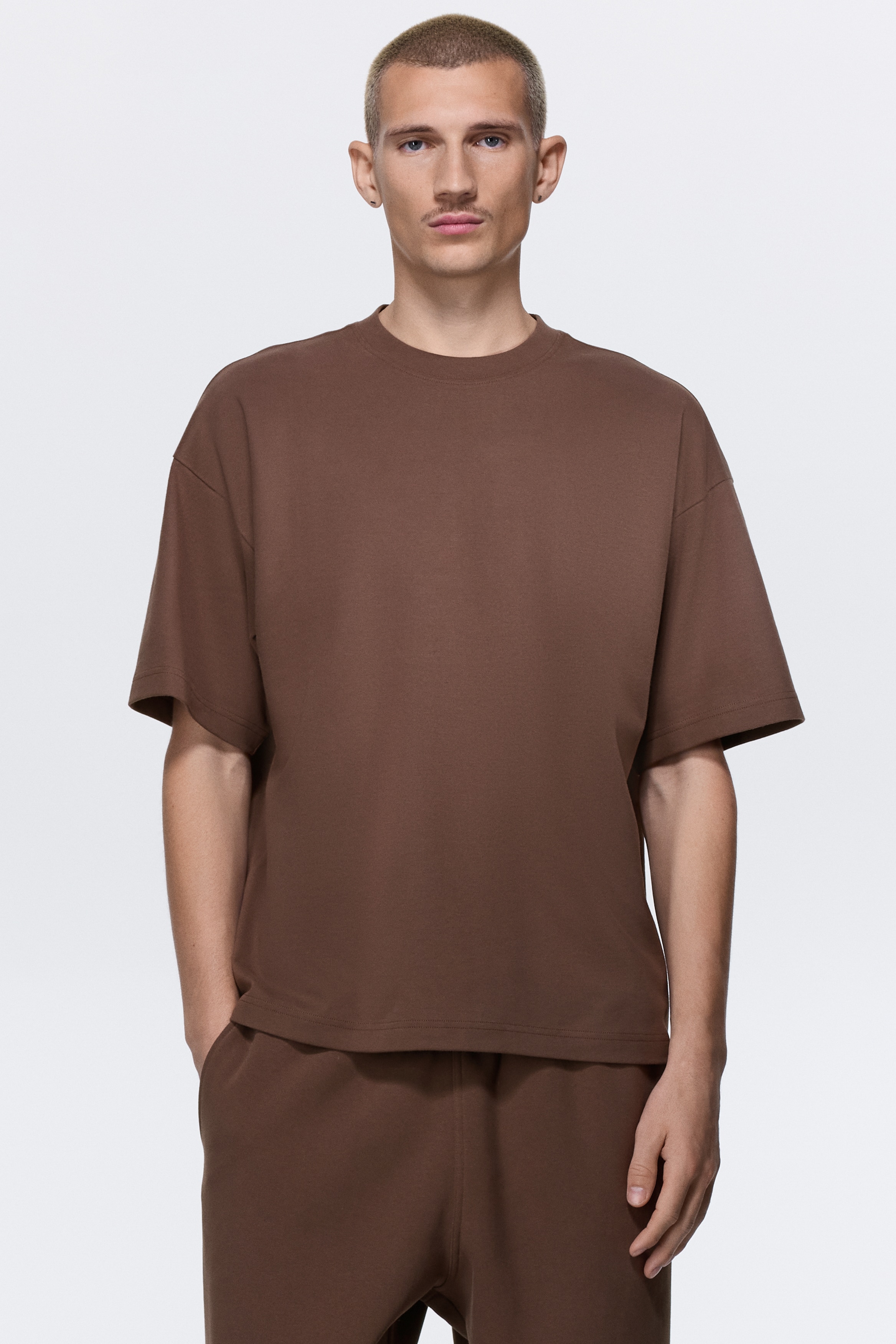 T-shirt Oversized Fit - Σκούρο μπεζ/Λευκό/Μαύρο/Γκρι