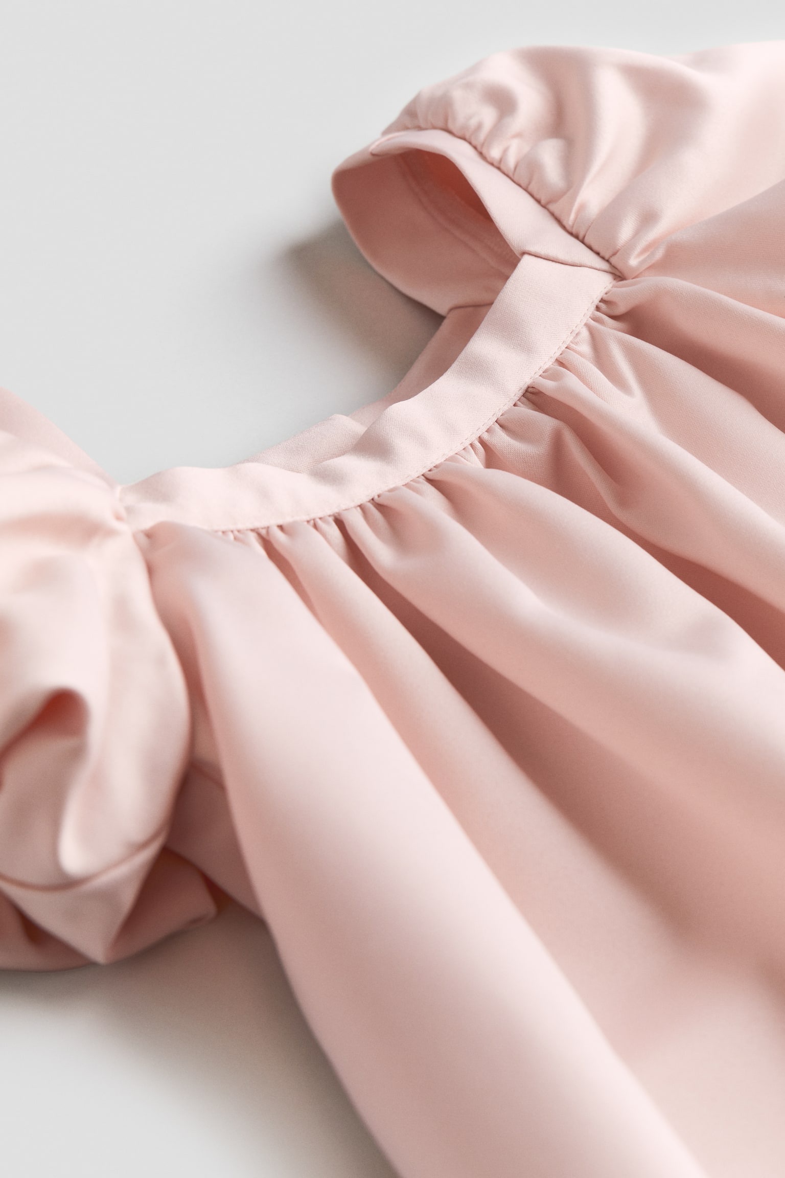 Balloon Sleeve Satin Dress - Light pink/White/Dark blue - 5