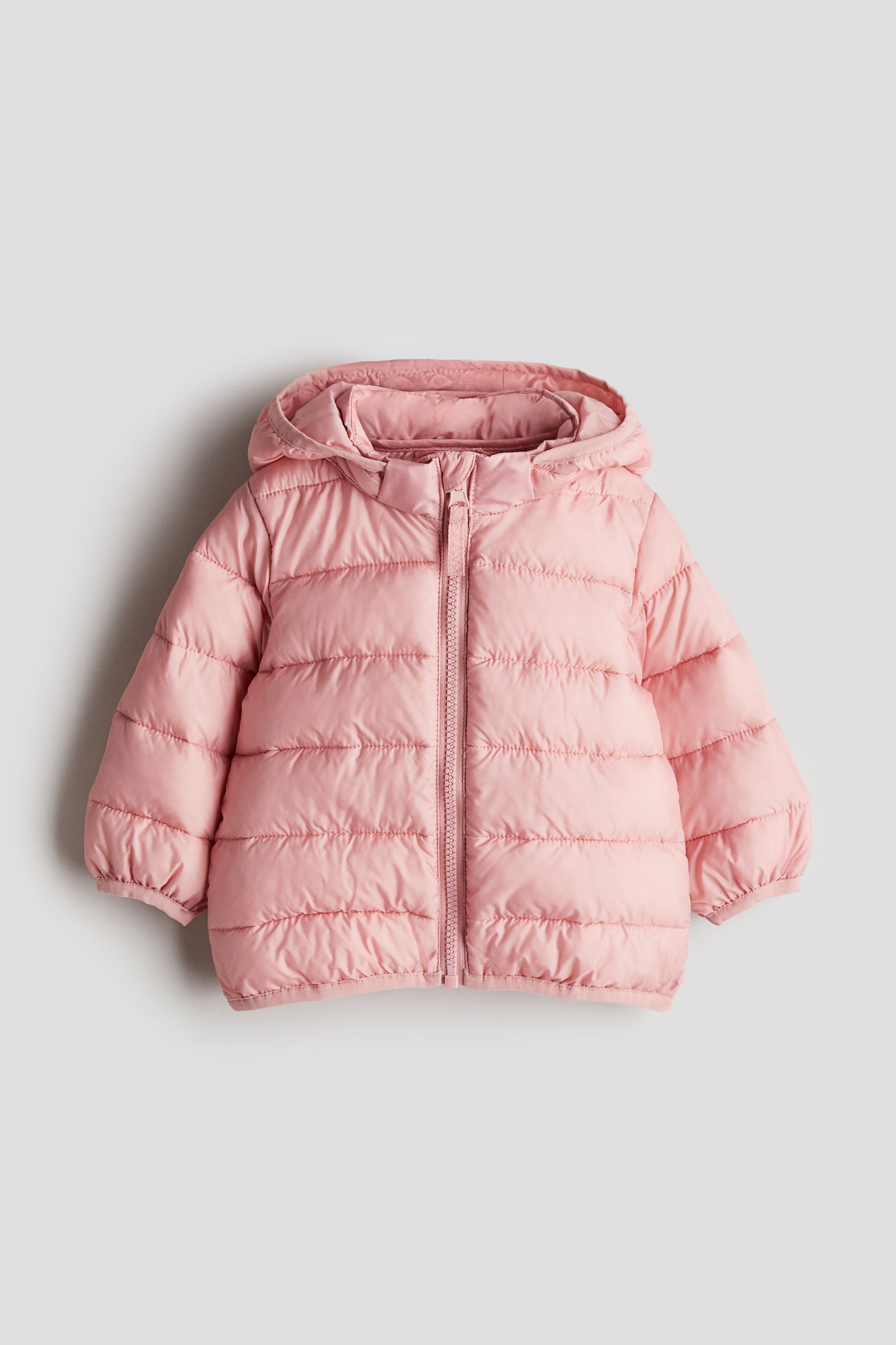 Hooded puffer jacket - Light pink/White/Dark grey/Dark green - 1