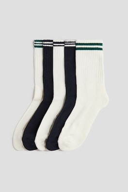5-pack ribbade strumpor i frotté