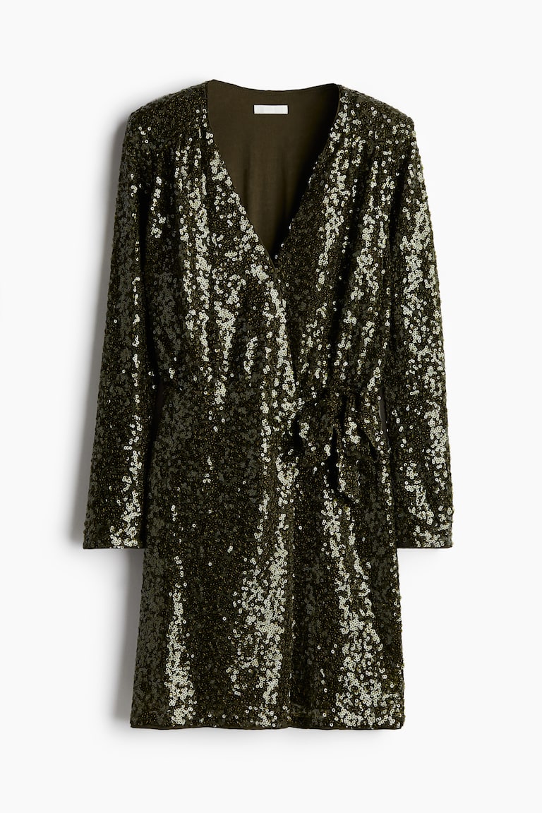 gold sequin wrap dress About Last Night Plus Size Sequin Wrap Dress – Haute2Wear main image 0