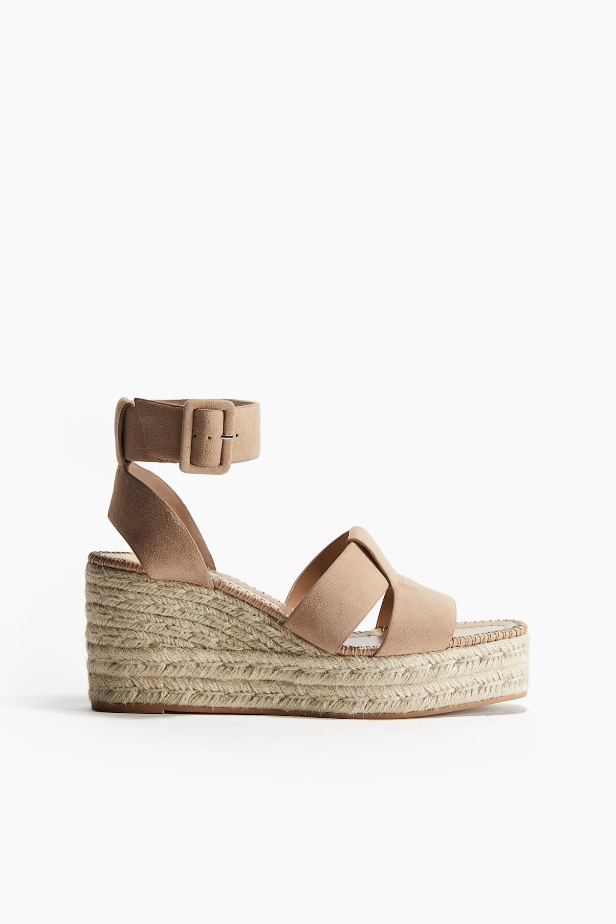 Espadrilles à talon compensé en cuir velours Beige FEMME H&M CH