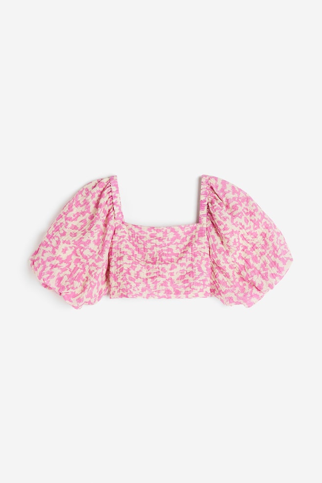 Crop Blouse - Cream/pink patterned/Light yellow/patterned/Bright red - 1