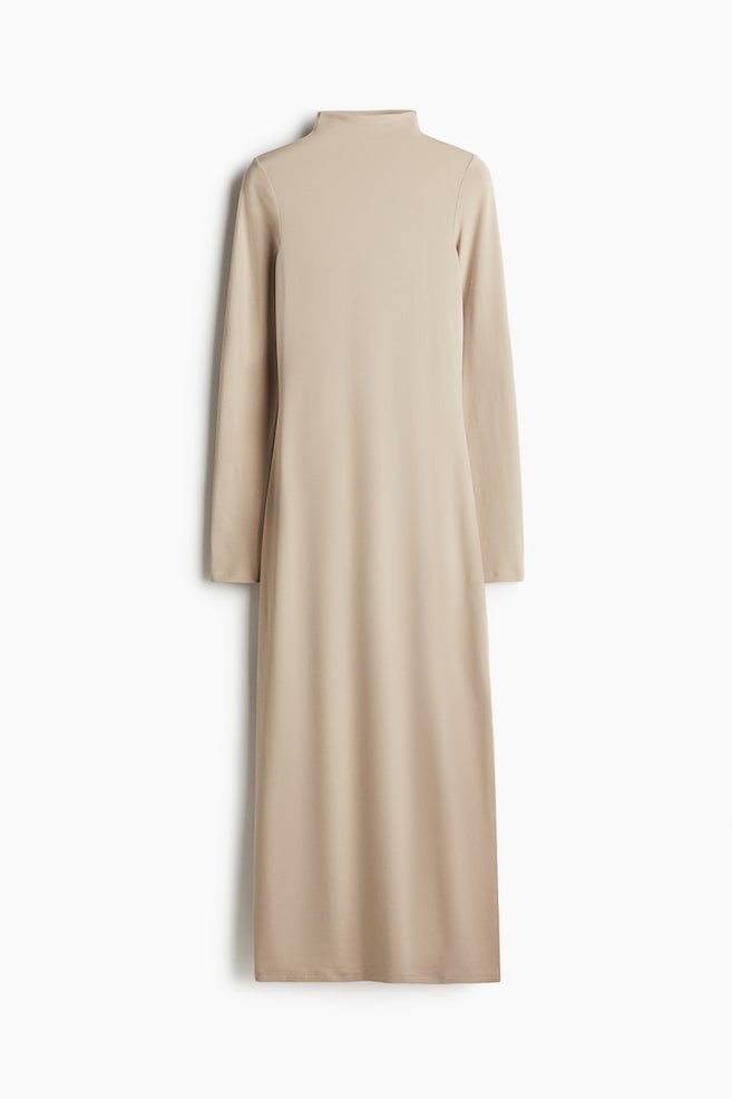 Turtleneck maxi dress - Beige/Grey/Black - 1