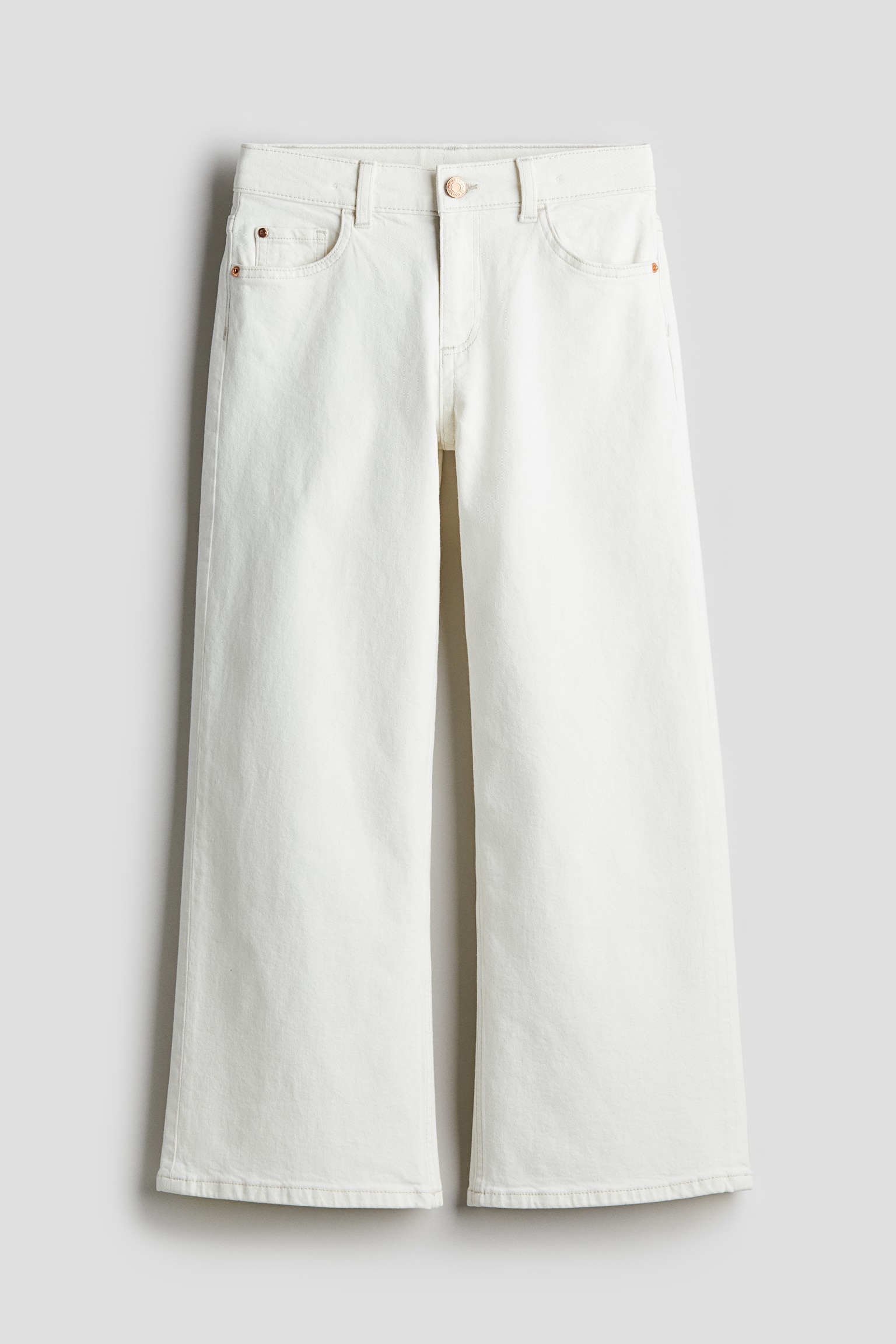 Loose Fit Wide Leg Low Jeans - White/Light denim blue/Denim blue - 1