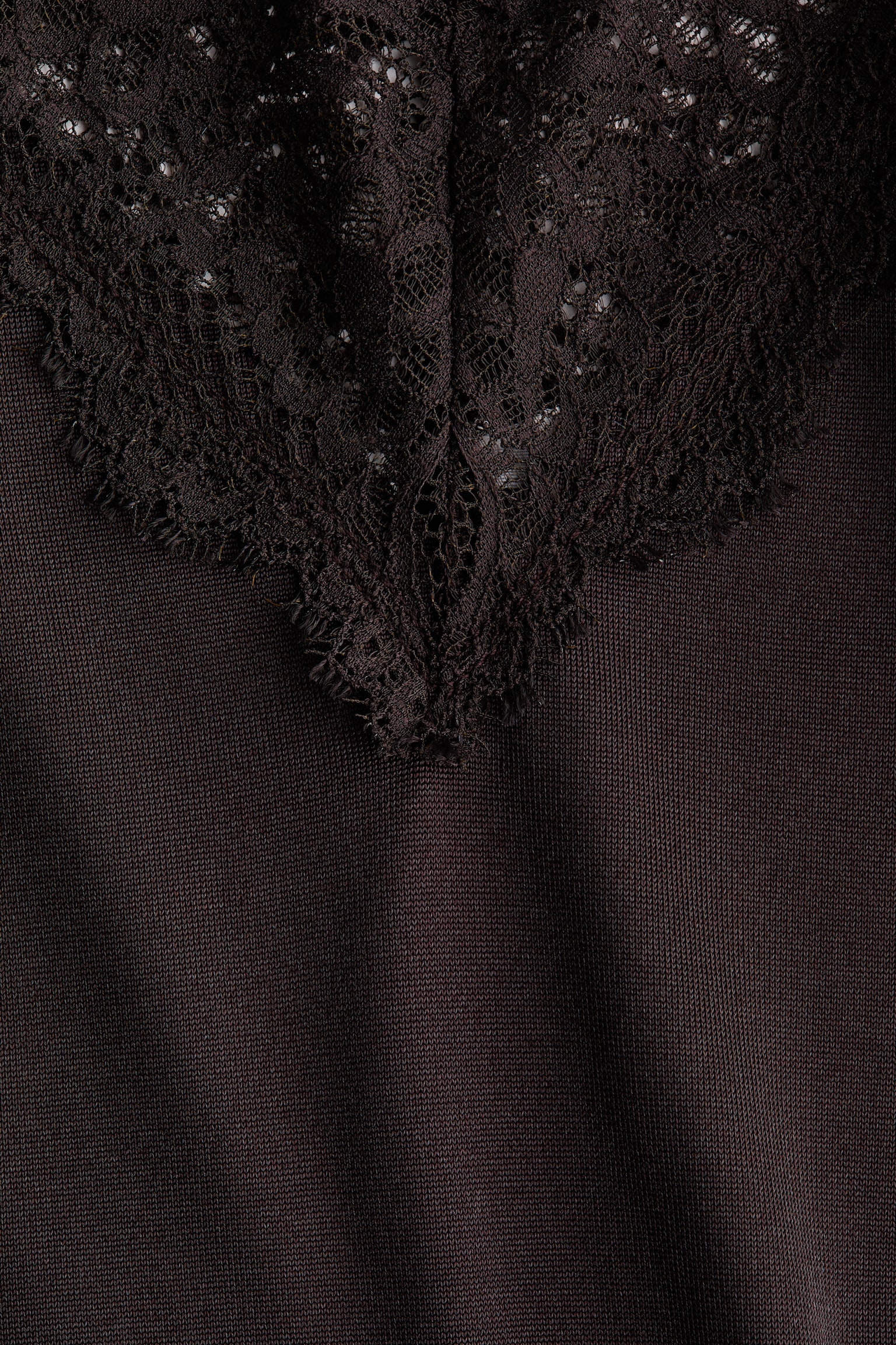 Dantel Şeritli ve Askılı Üst - Dark brown/Siyah - 2