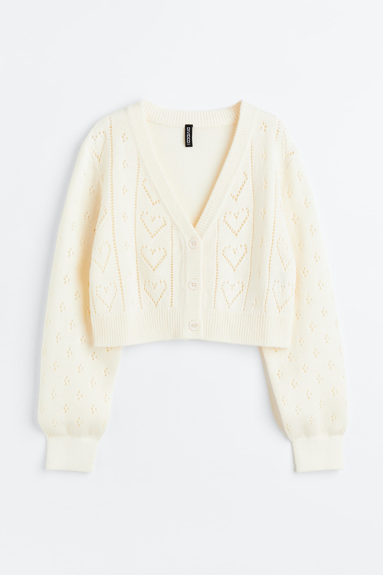 Pointelle Knit Crop Cardigan Cream Ladies Handm Ca