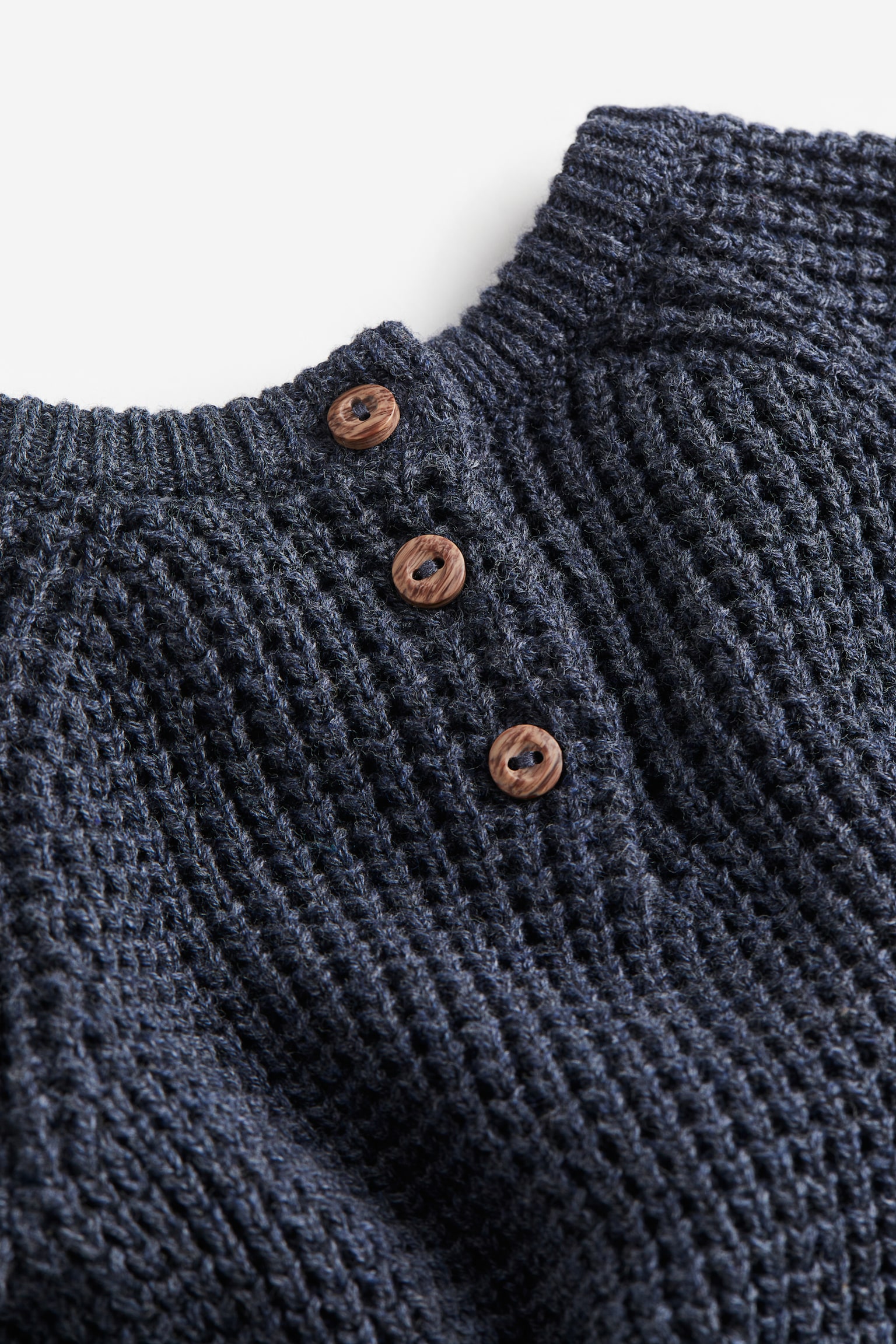 Waffle-knit cotton jumper - Navy blue - 2