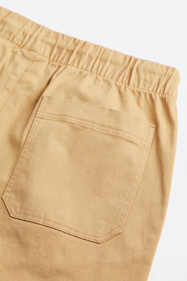 Pull on-bukser i bomuldstwill Regular Fit - Beige/Sort - 4