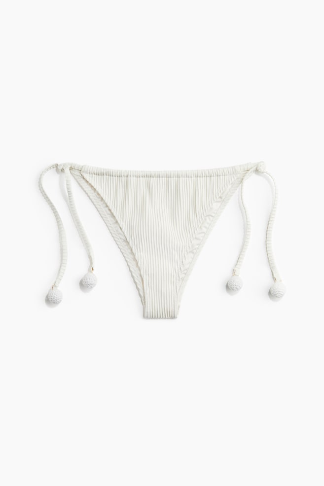 Tie tanga bikini bottoms - White/Red - 1
