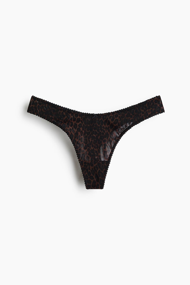 Cuecas Thong em mesh - Castanho/Padrão leopardo - 1