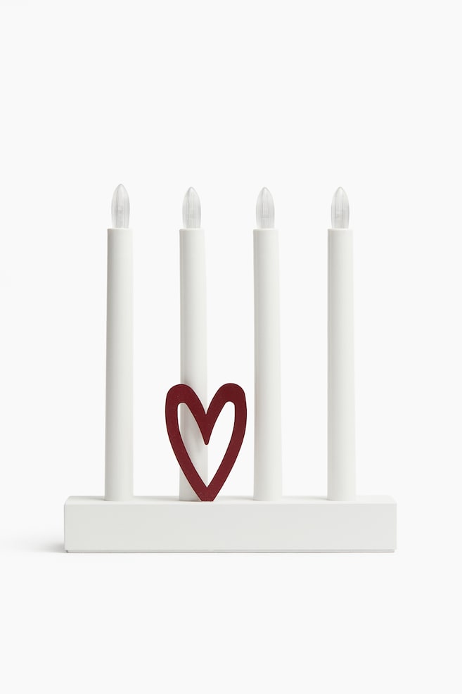 Candelabro de Adviento eléctrico - Blanco/Corazón - 1