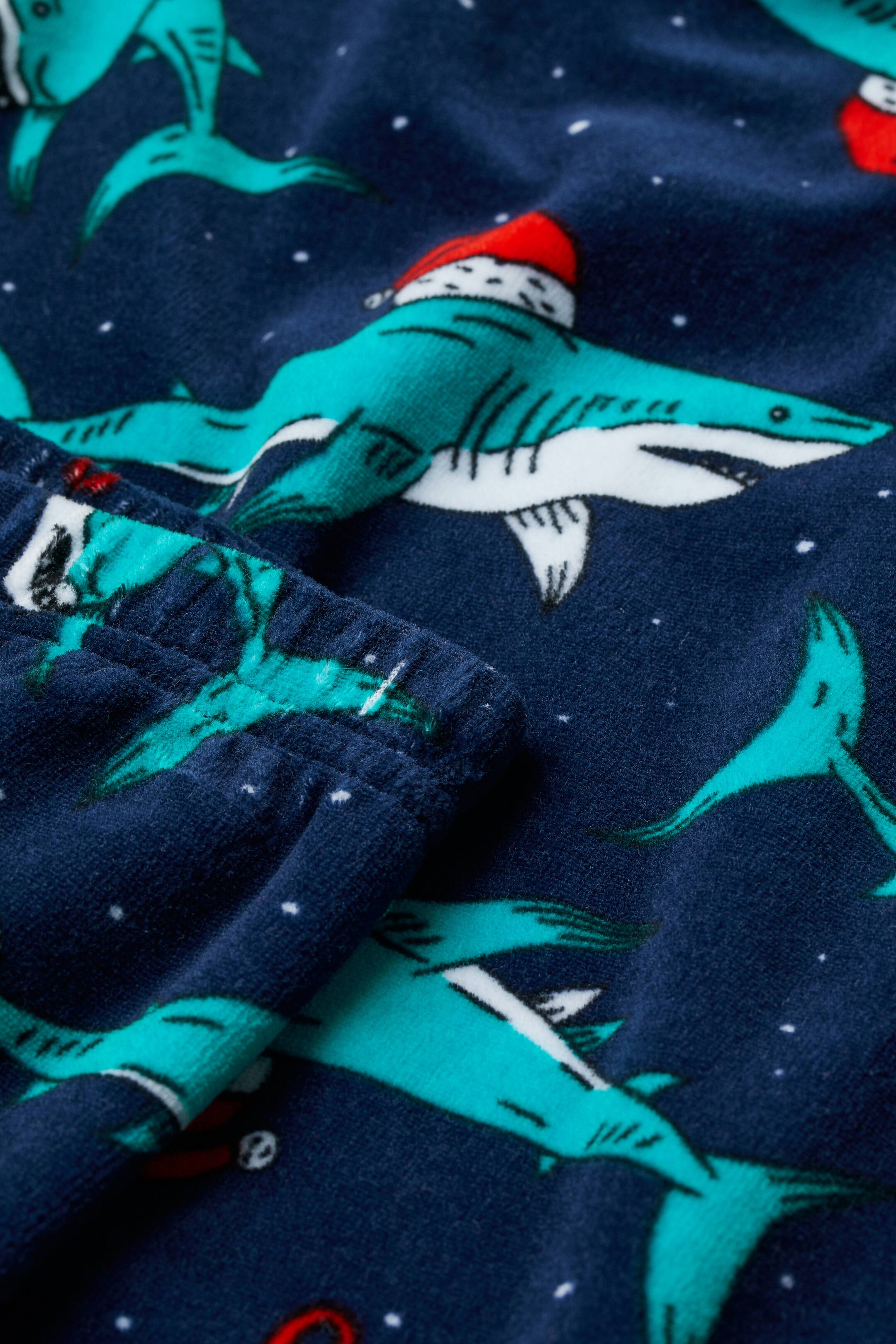 Προβολή μεγαλύτερης εικόνας: Βελουτέ πιτζάμα - Σκούρο μπλε/καρχαρίες - Kids | H&M GR 2