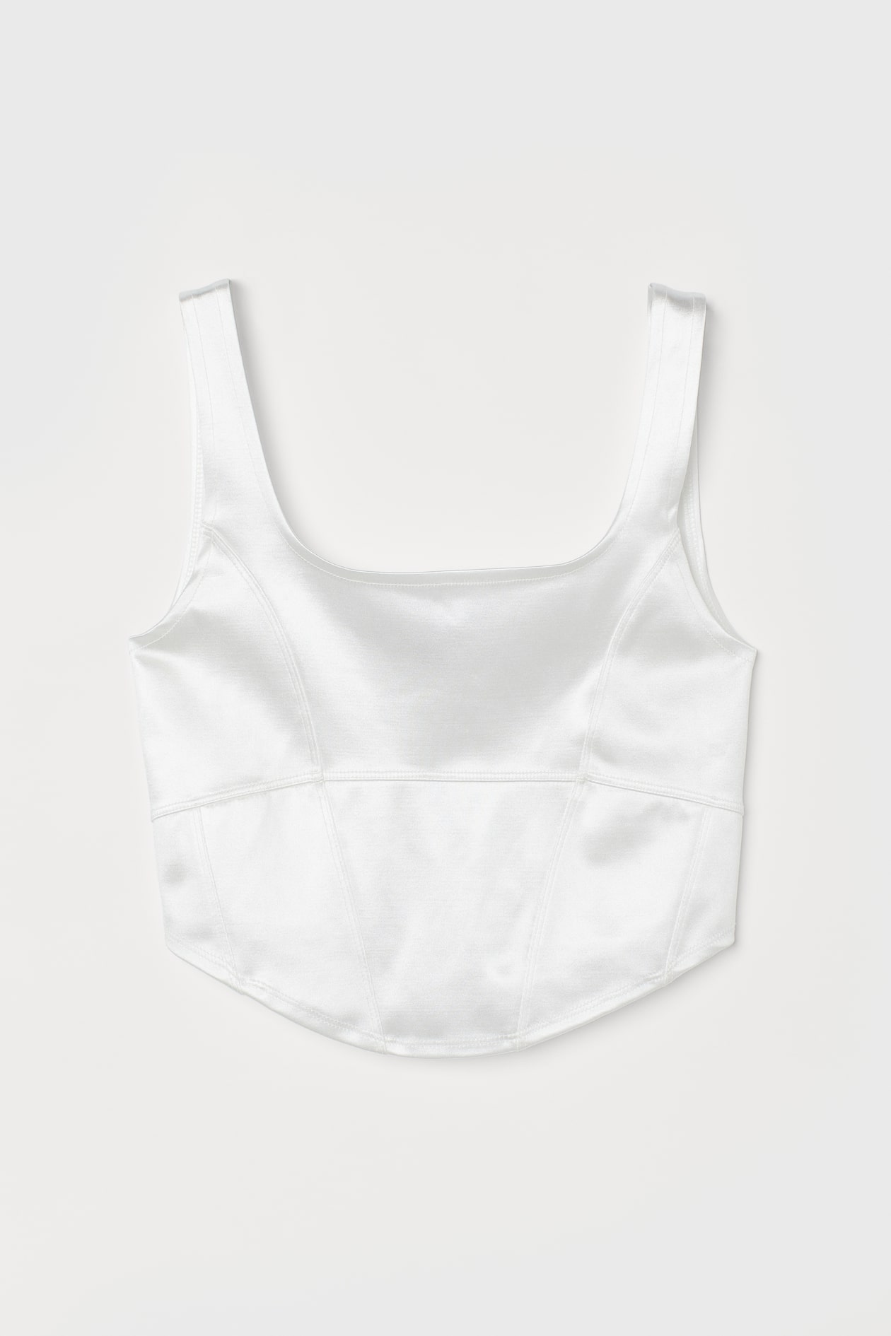 Bustier-style Crop Top - Square Neckline - Sleeveless - White - Ladies ...