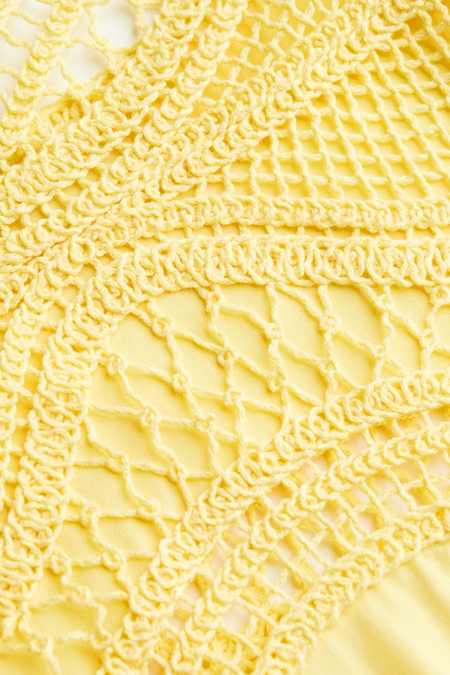 Crochet-look dress - Light yellow - 4