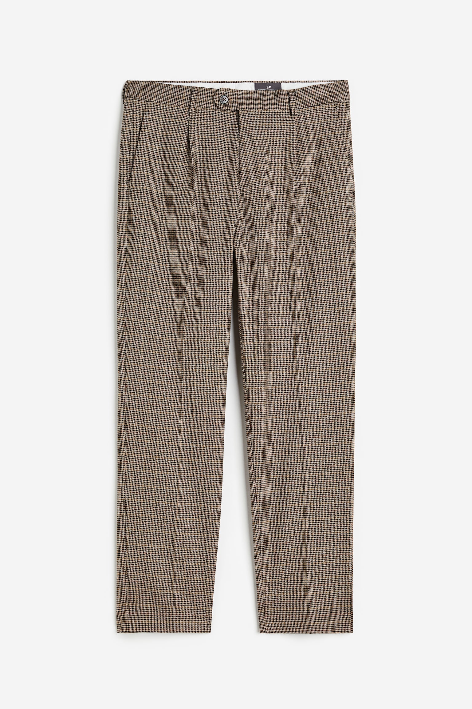 Regular Fit Trousers - Dark beige/Checked - 1