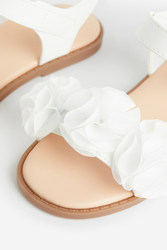 Sandaler med applikasjon - Hvit/Blomster/Lys rosa/Enhjørning/Pudderrosa/Glitter - 4