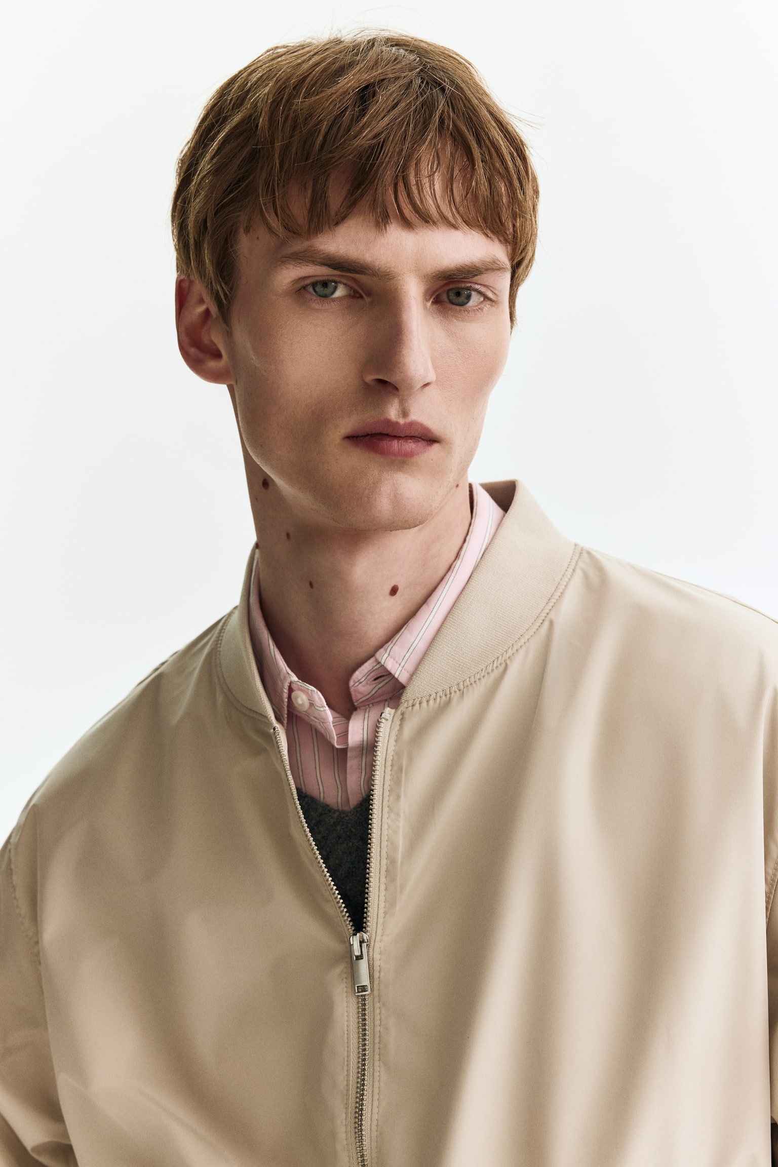 Lightweight bomber jacket - Light beige/Black/Dark blue/Dark beige - 4