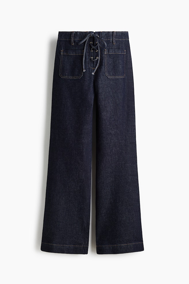Flared High Jeans - Dark denim blue - 1