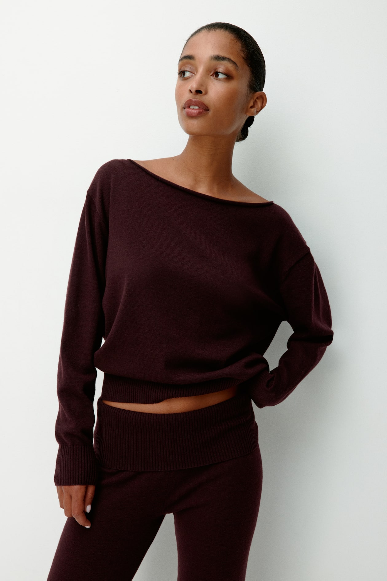Off-the-Shoulder Sweater - Burgundy - Ladies | H&M US