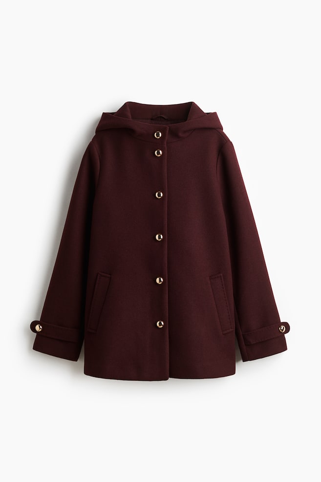 Hooded Coat - Burgundy - 1