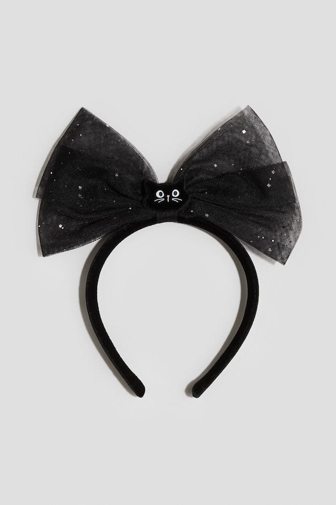 Diadema con aplicación - Negro/Gato - 1