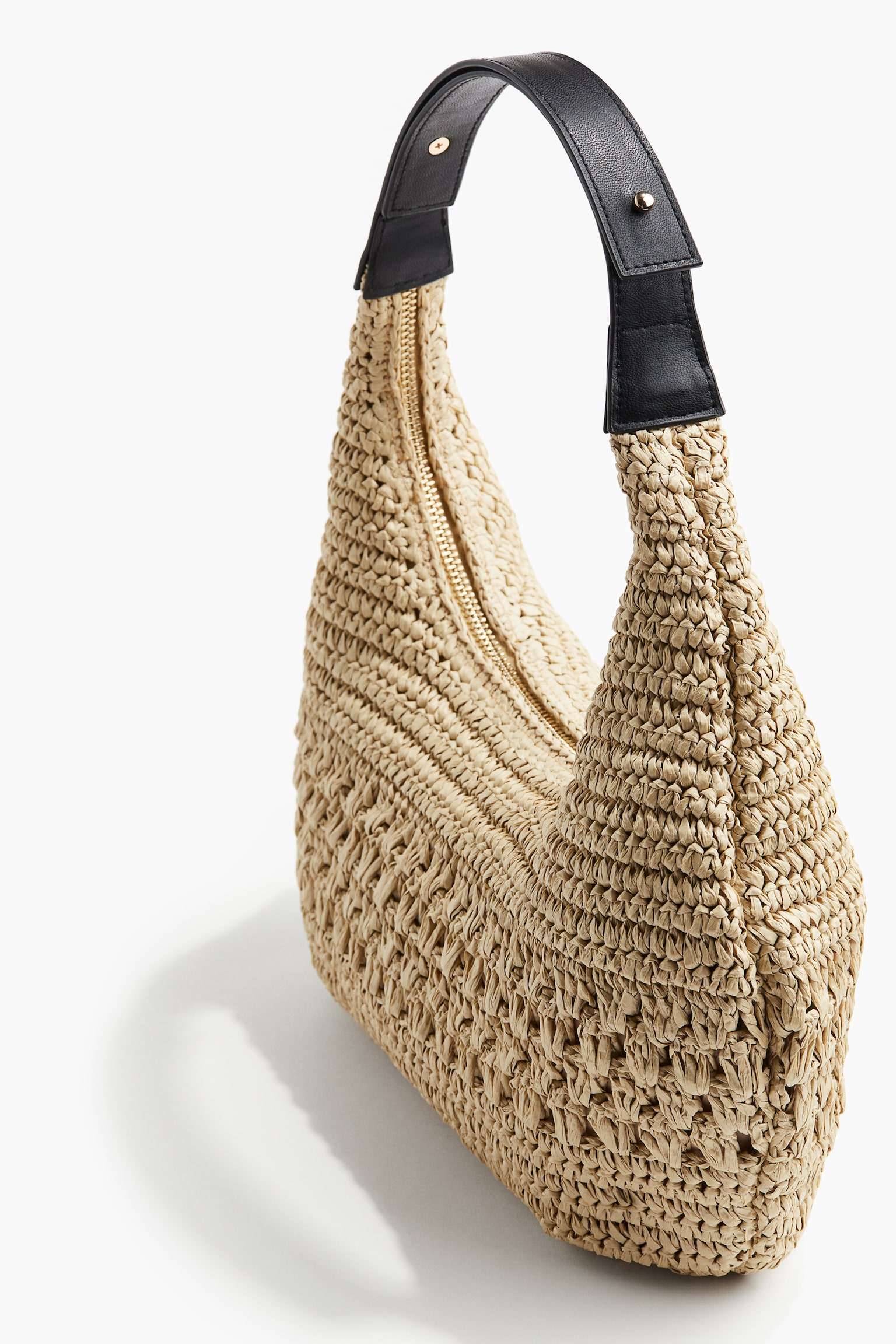 Straw Shoulder Bag - Light beige - 5