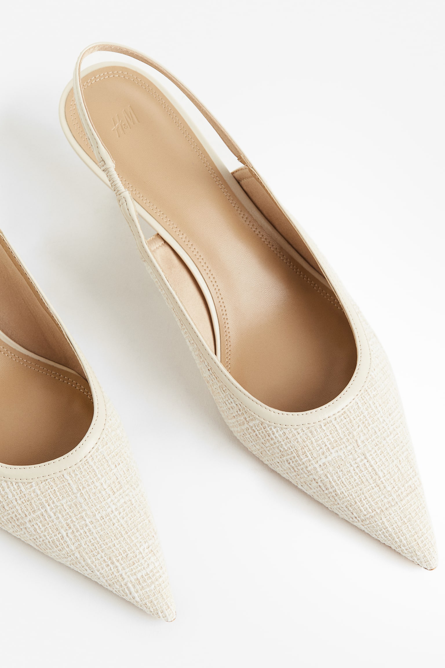 Textured Slingbacks - Light beige/Black - 4