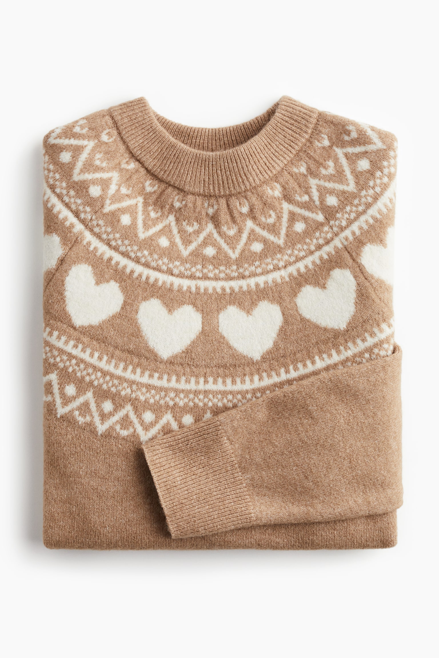 Jacquard-knit jumper - Dark beige/Hearts/Grey marl/Bows/Dark red/Skiers/Cream/Les Alpes - 5