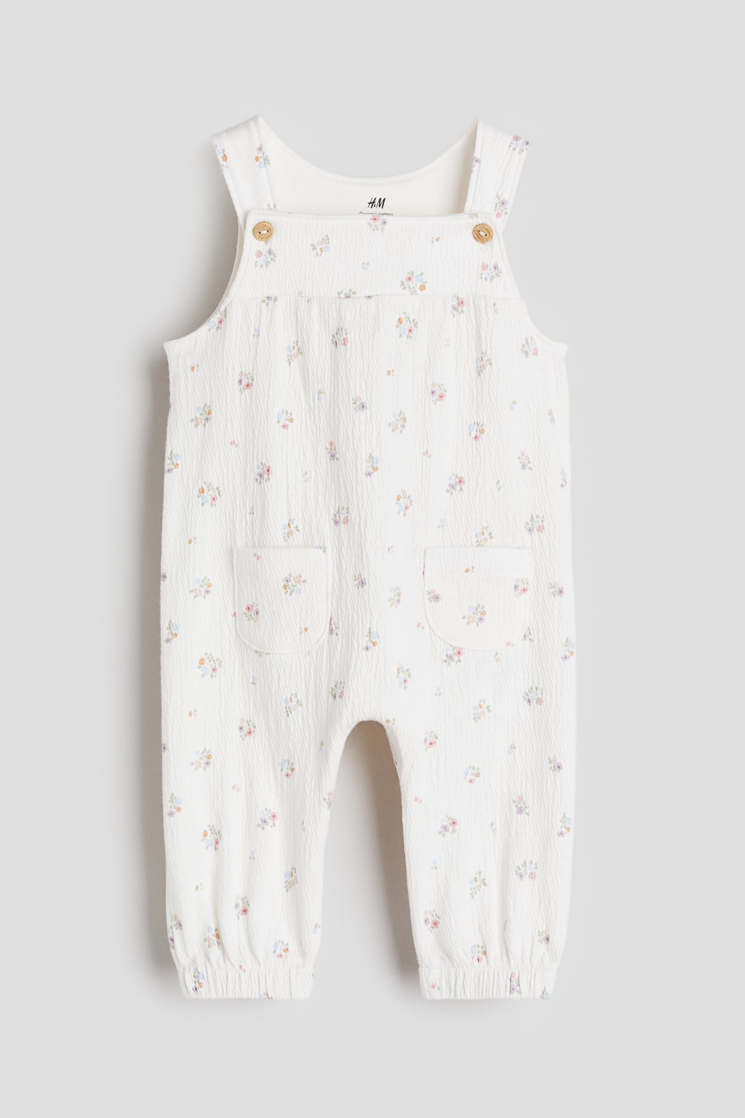 Rib Cotton Dungarees - White/Floral/Natural white/Hippo/Navy blue/Light beige marle/Natural white/Animals - 1