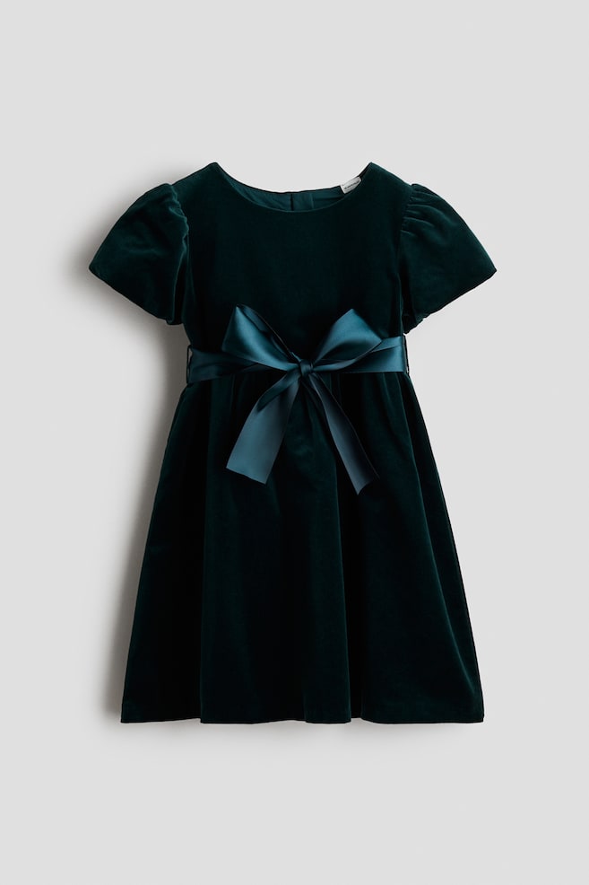 Velvet dress - Dark green/Dusty pink/Dark red - 1