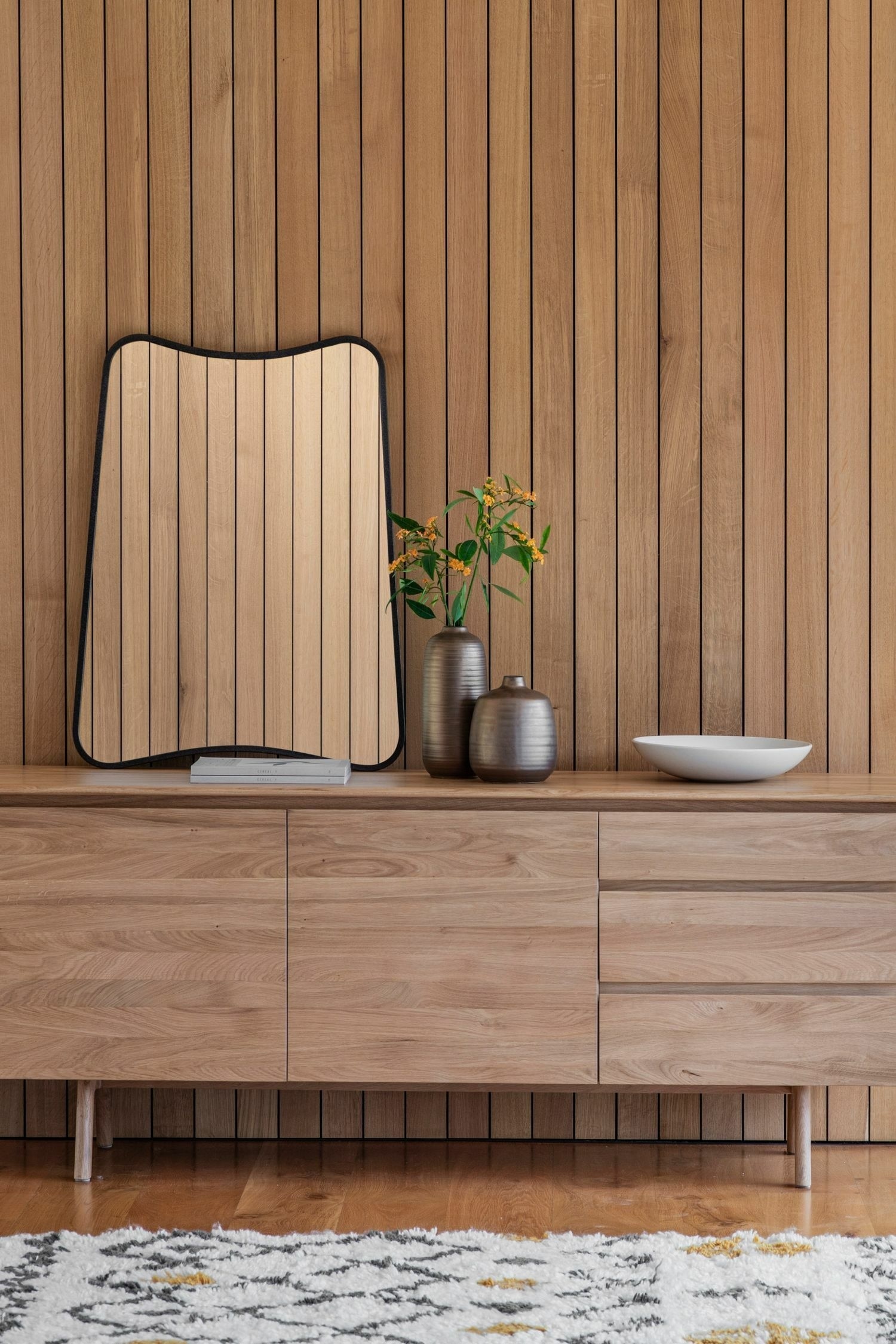 Wooden 2 Door Sideboard With 3 Drawers - Natural