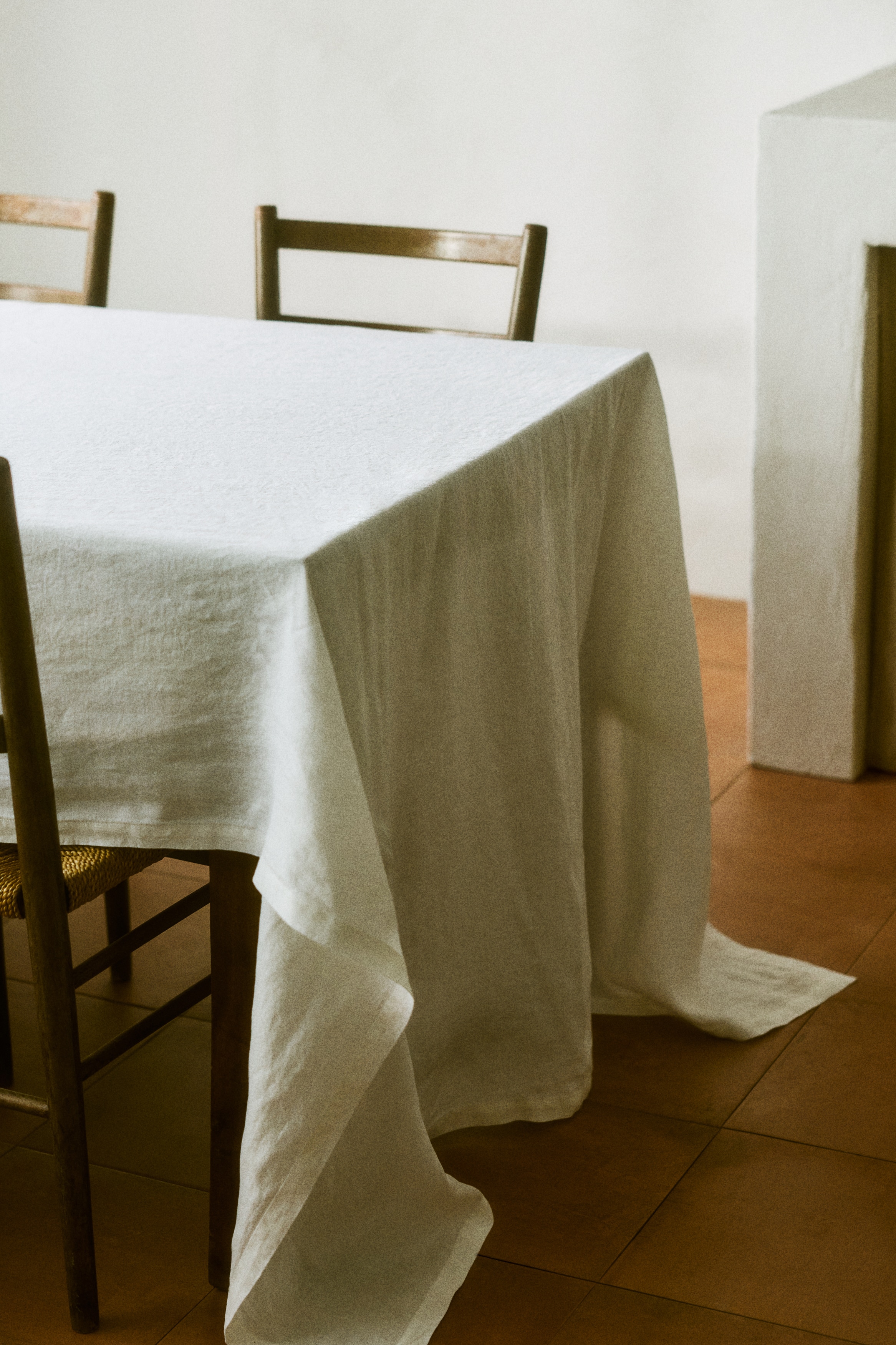 Tischdecke aus Leinen - Weiss/Beige