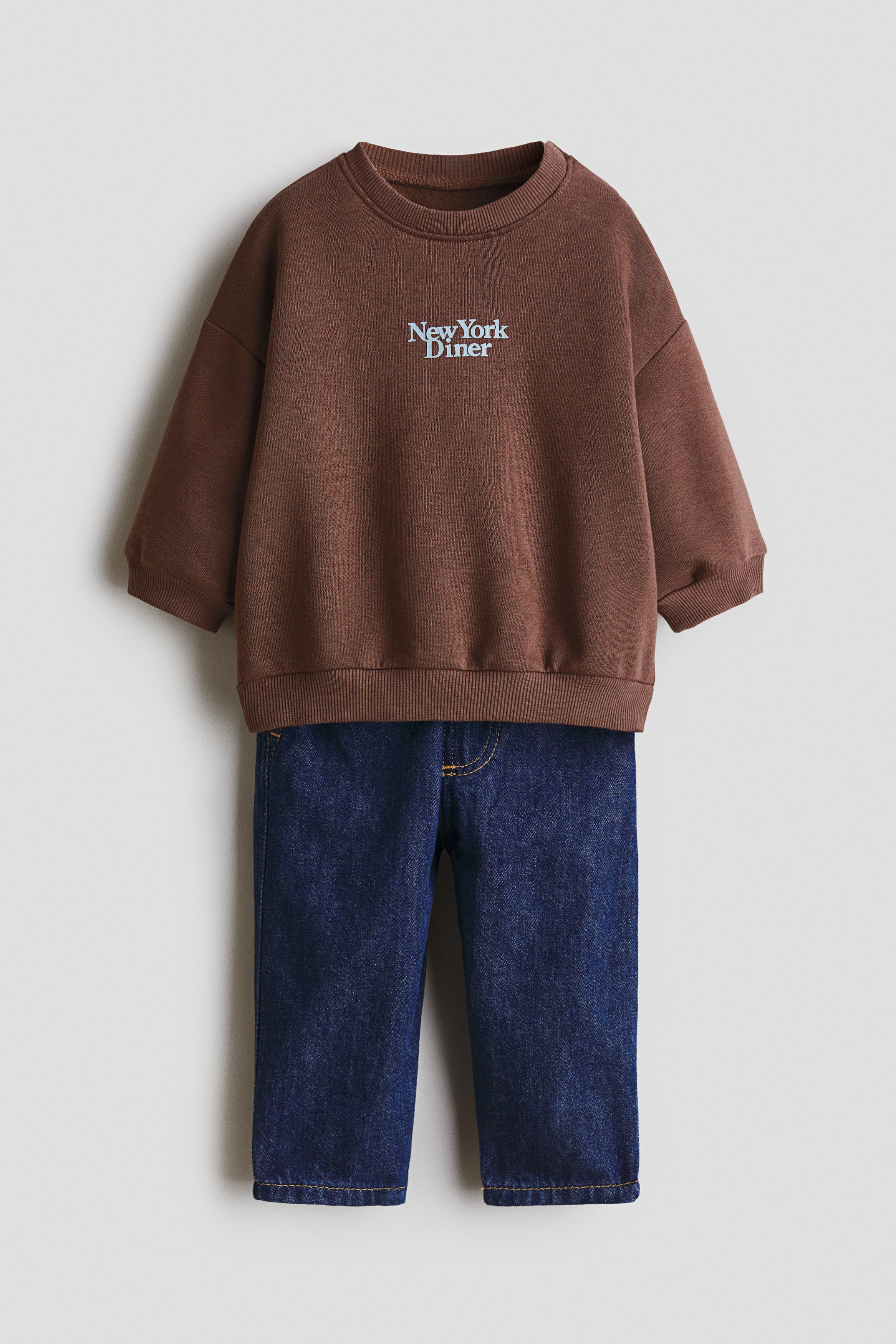 2-piece sweatshirt and joggers set - Brown/New York Diner