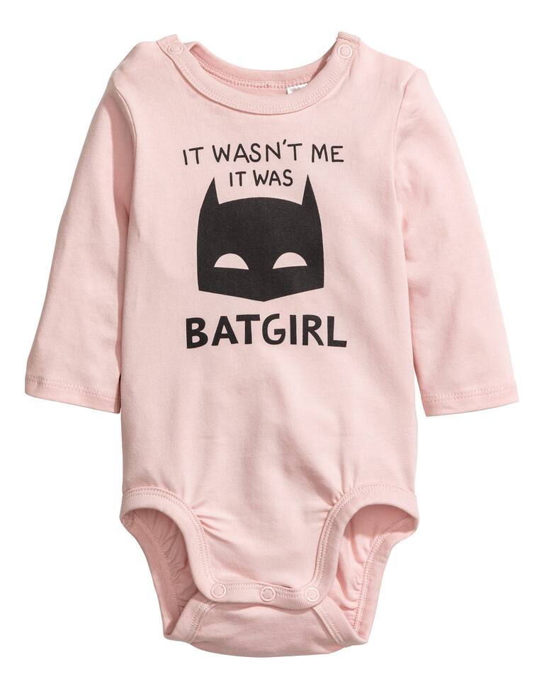 2-pack long-sleeved bodysuits Powder pink/Batman Kids H&M GB