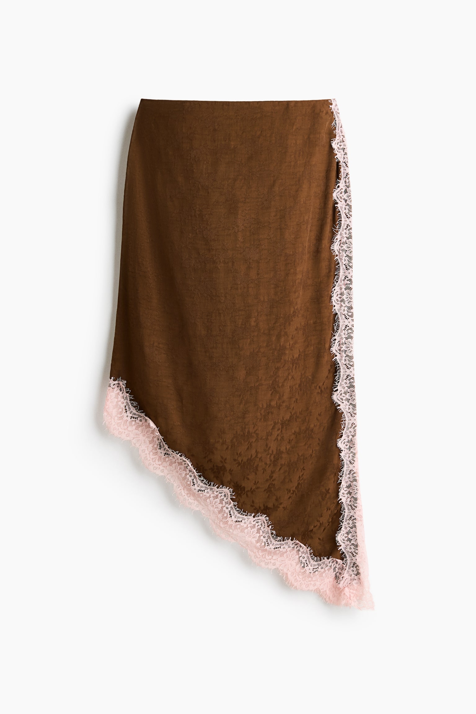 Lace-trimmed viscose skirt - Dark khaki green