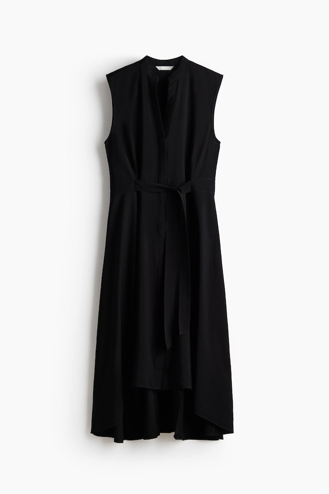 Tie-Belt Shirt Dress - Black/Beige/Cream - 1
