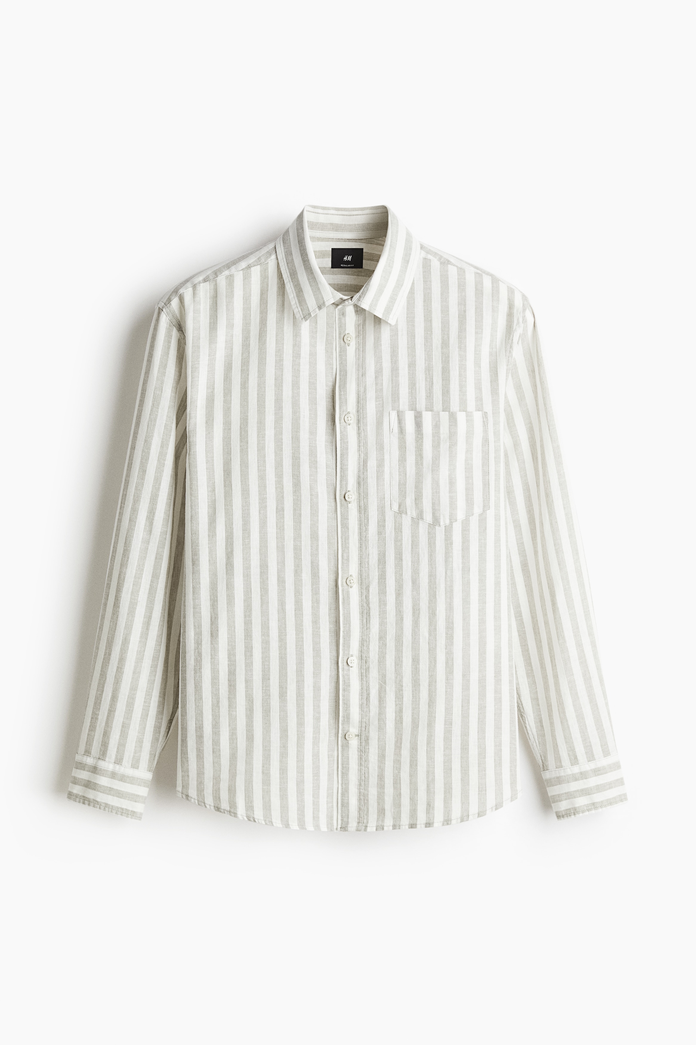 Hemd aus Leinenmix in Regular Fit - Greige/Gestreift/Weiss/Hellbeige/Hellblau/Marineblau/Schwarz/Khakigrün/Beige/Gestreift