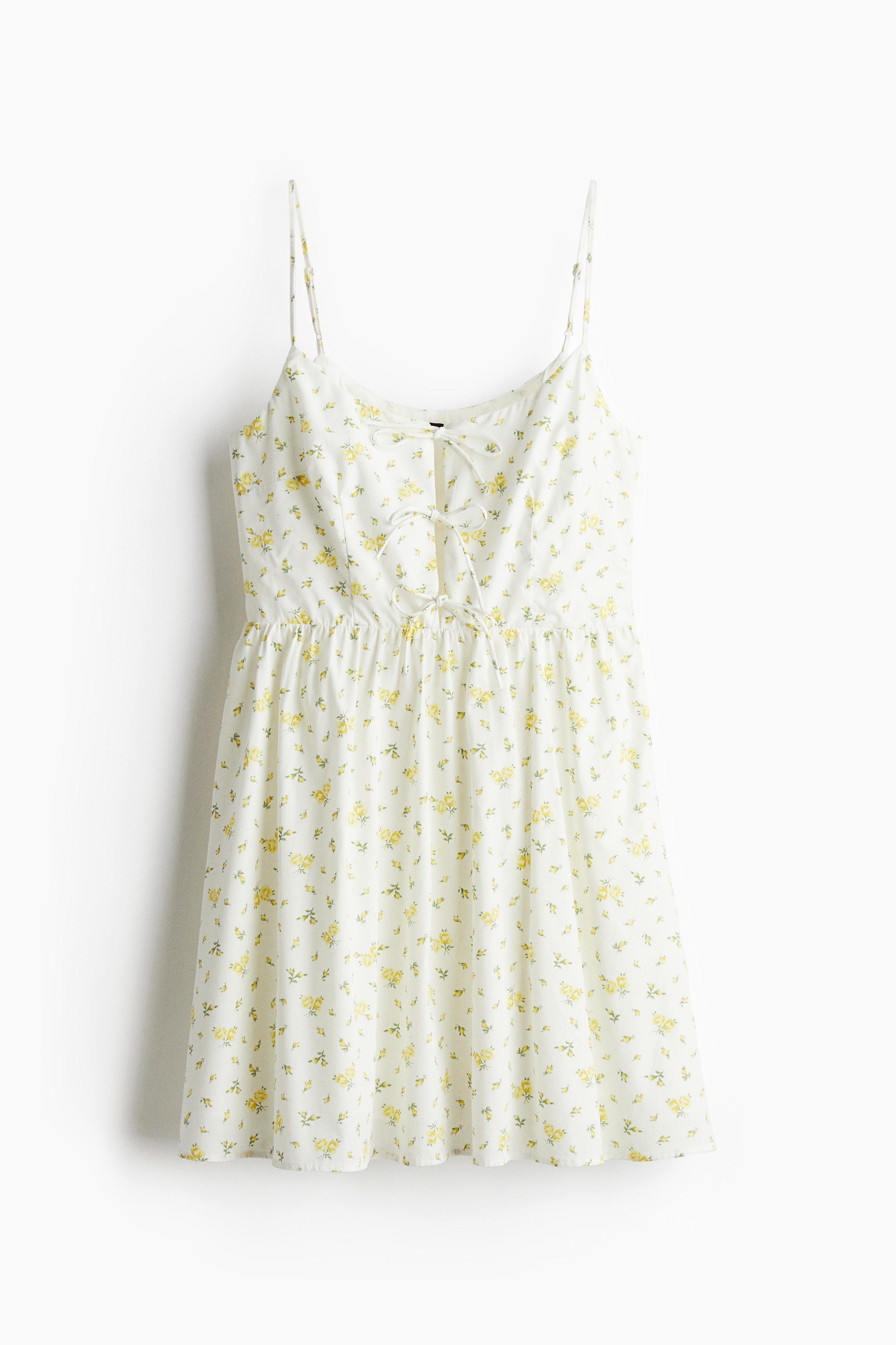 Robe en popeline avec détails noués - Blanc/fleuri/Noir