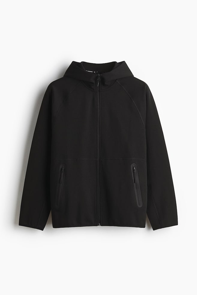 Sports zip-through hoodie with DryMove™ - Black/Grey marl/Dark brown - 1