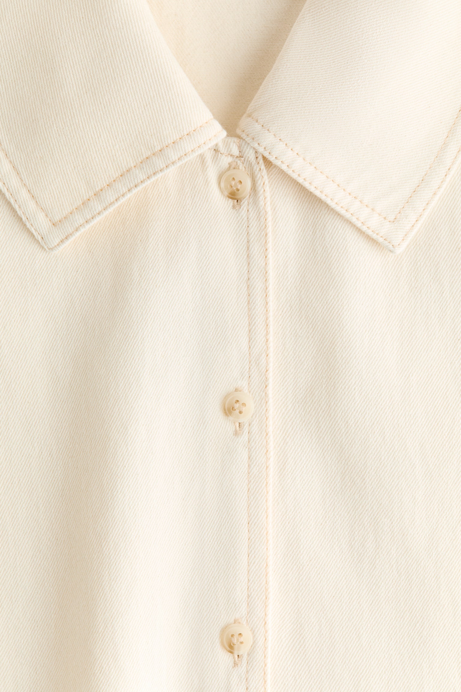 Collared denim dress - Cream/Denim blue - 5