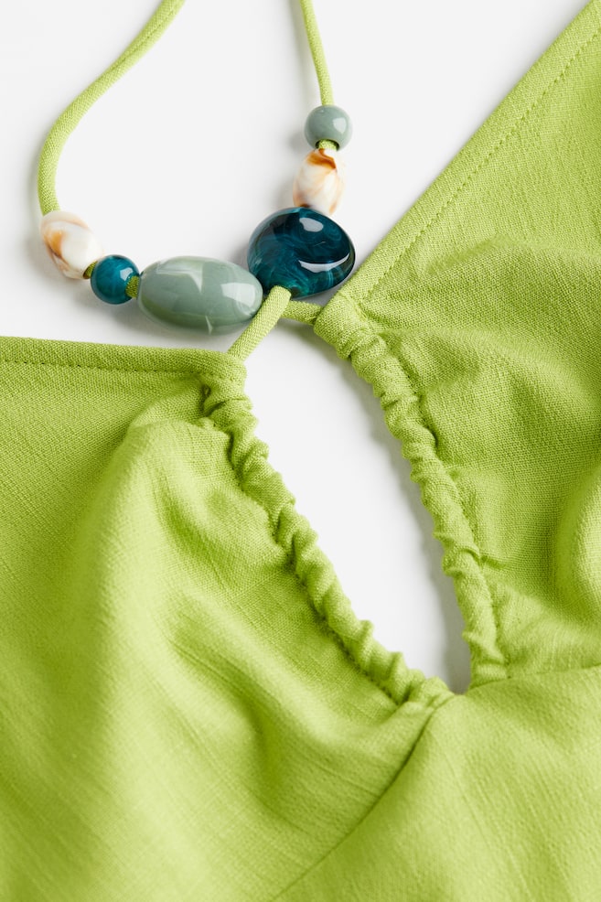 Bead-detail slip dress - Olive green - 6