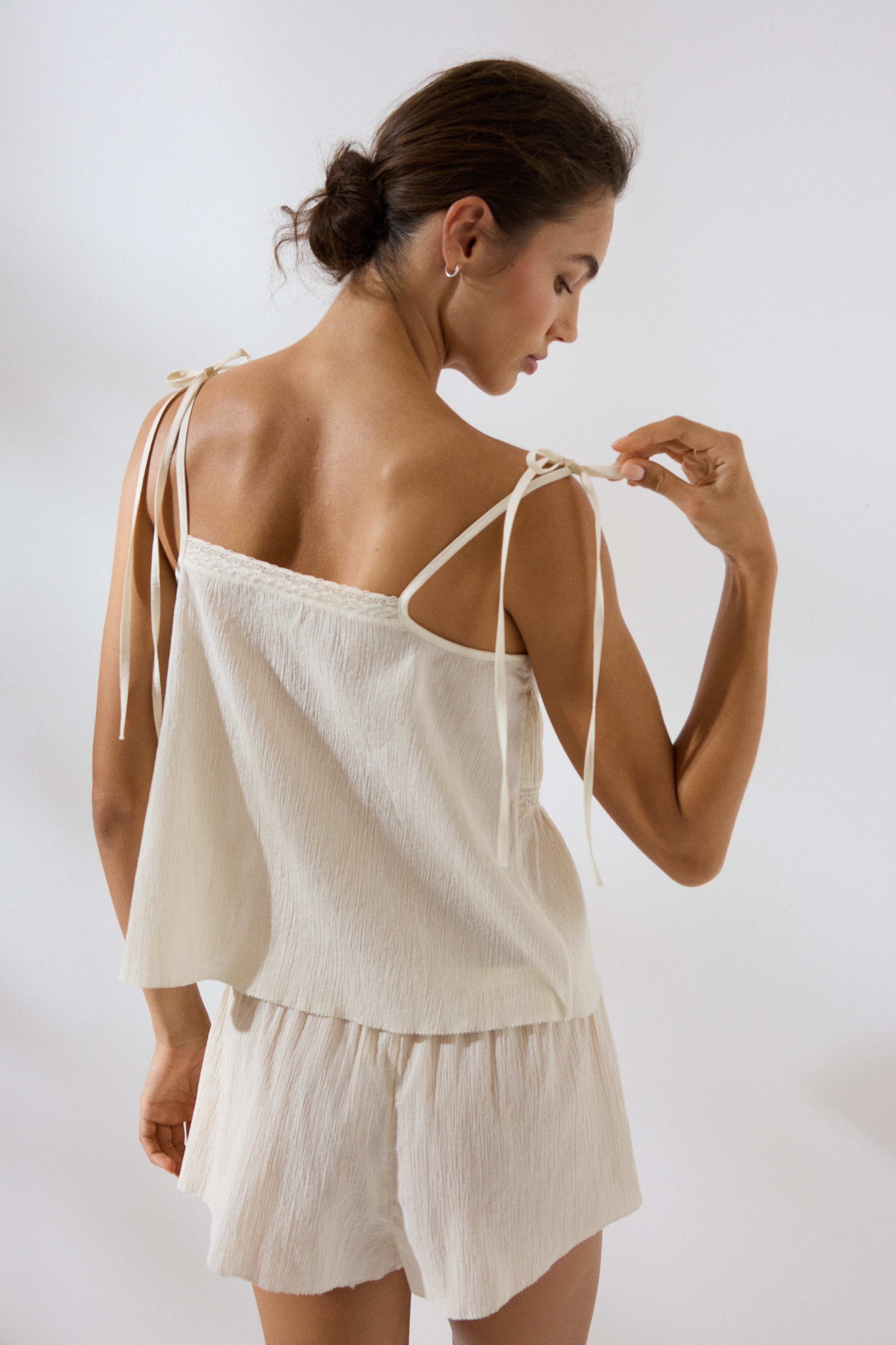 Lace-Detail Cotton PajamasModel